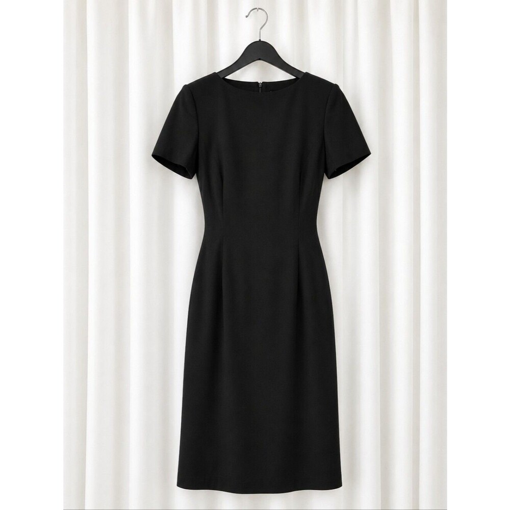 Vintage Bill Burns Nordstrom Black Wool Short Sleeve Career Wear Sheath Dress